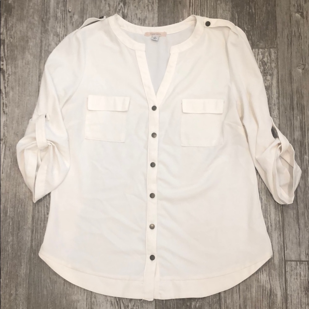 41Hawthorn Creme Button Down Blouse